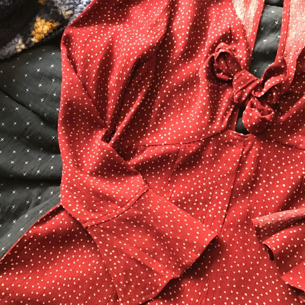 Polka Dot Low Cut Bow Romper